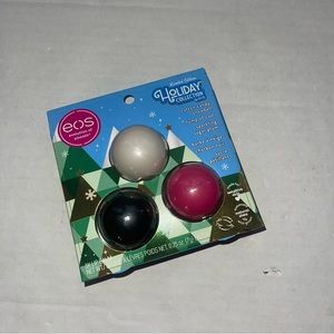 eos Holiday Lip Balm Trio Cotton Candy, Coal & Sugar Plum LIMITED EDITION 2023